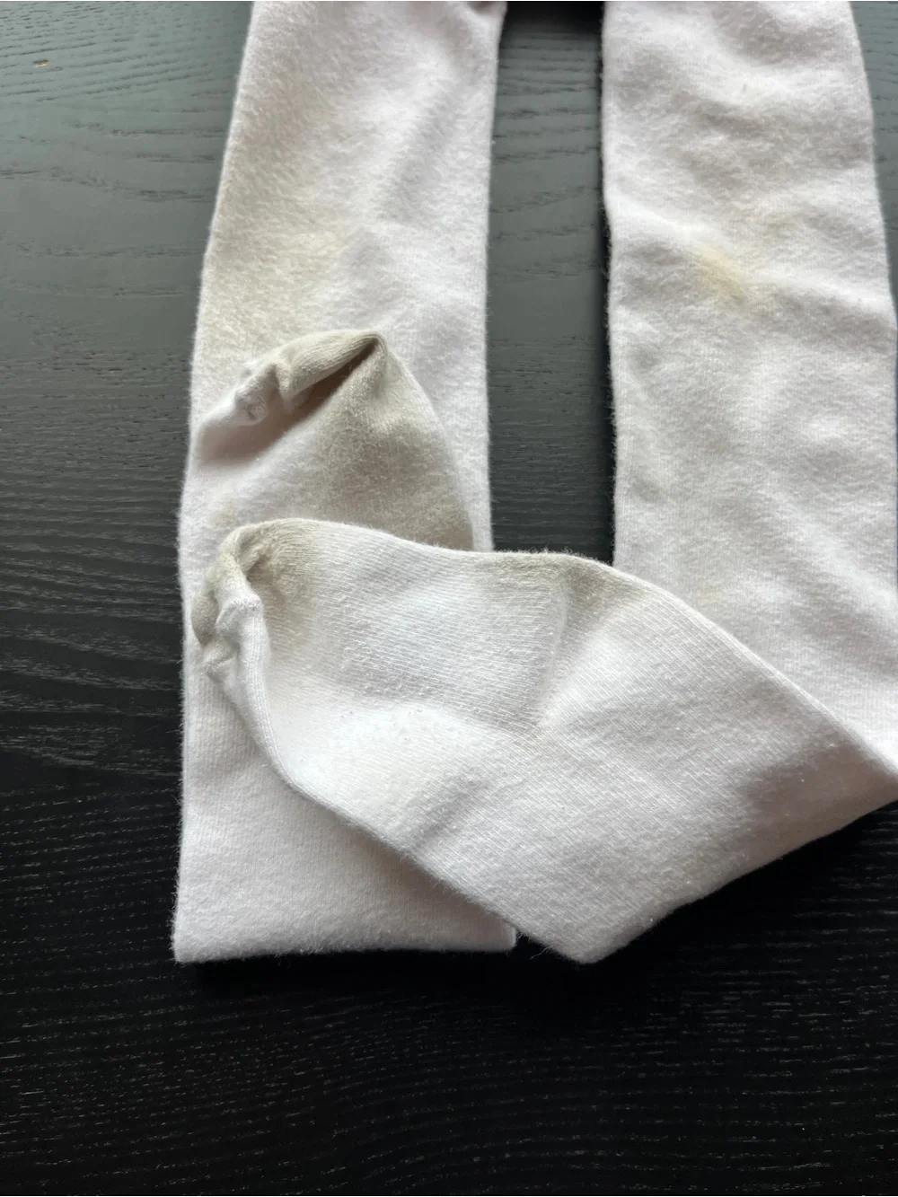 Girls White Knit Tights Size 7-10 Full Length Stretchy Stockings